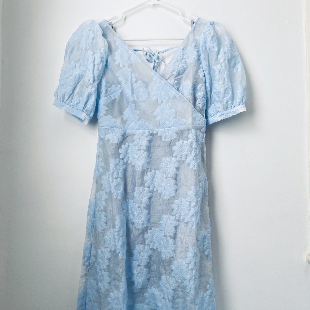 Sky Blue Floral Summer Dress